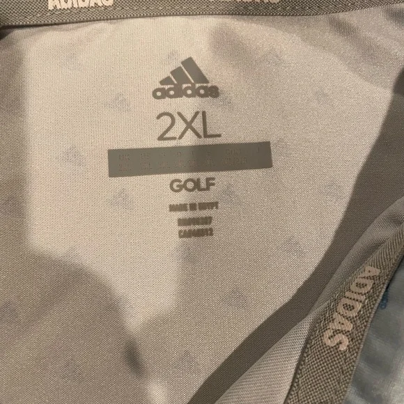 Adidas Men's Sky Blue Logo Patterned Polo Shirt Size 2XL - Picture 2 of 4
